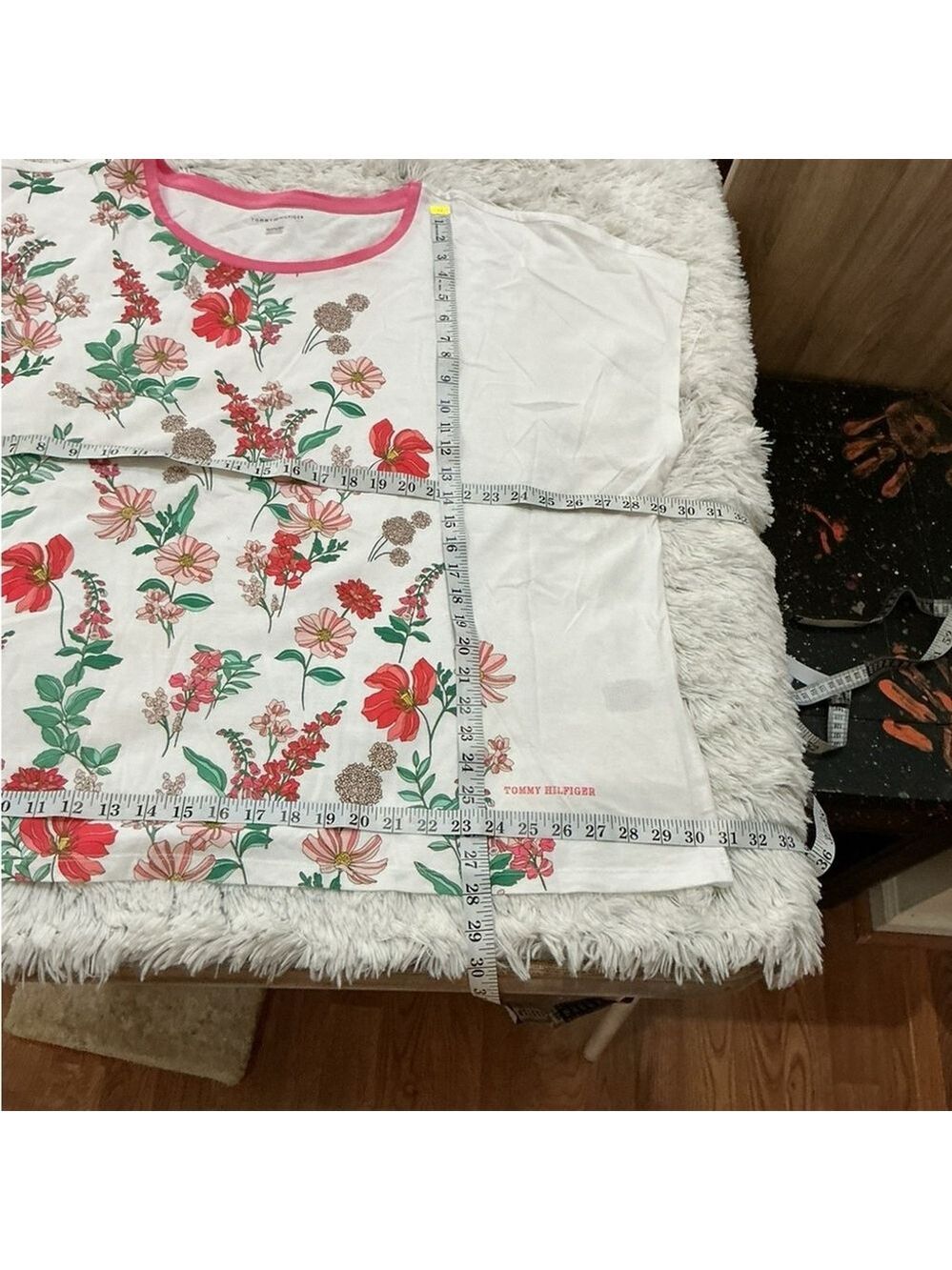 Women's Tommy Hilfiger 3X White Floral Short Sleeve Tee - Picture 9 of 11